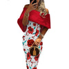 Women's Cross-shoulder Printed Sheath Dress - Myluvfit