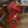 Women's Cross-shoulder Printed Sheath Dress - Myluvfit