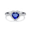 European And American White Copper Blue Heart-shaped Gemstone Ring Women - Myluvfit