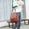 Multifunctional Backpack Textured Leather Cowhide Handbag New Fashion Cover Bag Women - Myluvfit