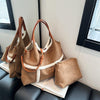 2pcs Women Plush Totes Casual Large-capacity Suede Handbag Winter Bags - Myluvfit