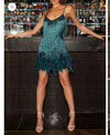 V-neck Strap Feather Stitching Dress - Myluvfit