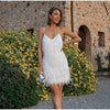 V-neck Strap Feather Stitching Dress - Myluvfit