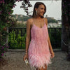 V-neck Strap Feather Stitching Dress - Myluvfit