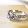 Temperament luxury simulation diamond ring wedding opening copper plated silver ring female Korean version of zircon single drill live ring - Myluvfit