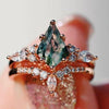 2pcs Green Moss Stone Agate Rings - Fashion Jewelry for Women - Myluvfit