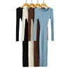 Slimming Sheath Long Sleeve Knitted Dress - Myluvfit