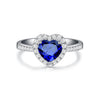 European And American White Copper Blue Heart-shaped Gemstone Ring Women - Myluvfit