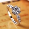Temperament luxury simulation diamond ring wedding opening copper plated silver ring female Korean version of zircon single drill live ring - Myluvfit