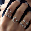 Diamond Set Ring Star Moon Crystal Ring - Myluvfit